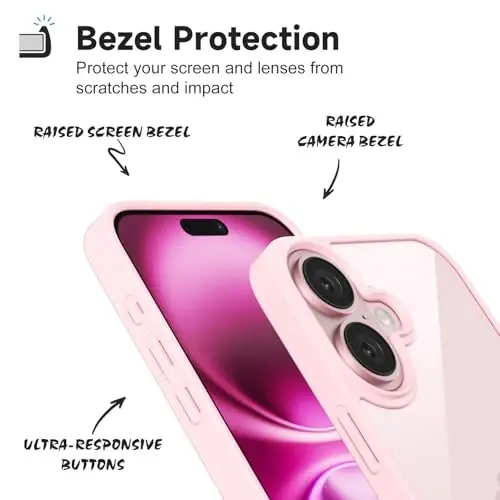 iPhone 16 Plus Kılıfı için LoeoeL Şeffaf, Transparan Hibrit 16 Plus Telefon Kılıfı [Sert Plastik ve Yumuşak Silikon Tampon] Akrilik Sararmayan İnce Hafif Koruyucu Kapak Kadınlar için, Açık Pembe - 4