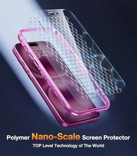 Diaclara Designed for iPhone 16 Plus Case 6.7 Inch,Upgraded [Full Camera Protection] Full Body Rugged Clear Bumper Case with Built-in Screen Protector for 16 Plus,Rose Pink - 6