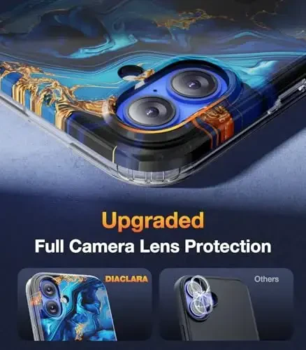 Diaclara Designed for iPhone 16 Plus Case 6.7 Inch,Upgraded [Full Camera Protection] Full Body Rugged Clear Bumper Case w/Built-in Screen Protector for 16Plus,Black - 5