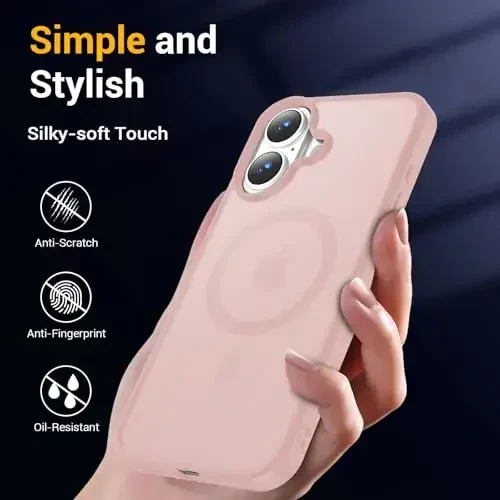 Temdan for iPhone 16 Plus Case, Compatible with Magsafe, Anti-Yellowing, Military-Grade Protection, Shockproof Slim Magnetic Phone Case Cover, Light Pink - 6
