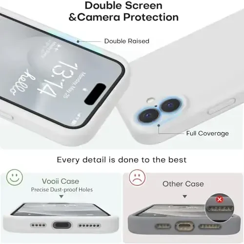 Vooii Compatible with iPhone 16 Plus Case, Liquid Silicone Upgrade [Camera Protection] [Soft Anti-Scratch Microfiber Lining] Shockproof Phone Case for iPhone 16 Plus 6.7 inch - White - 3