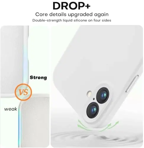 Vooii Compatible with iPhone 16 Plus Case, Liquid Silicone Upgrade [Camera Protection] [Soft Anti-Scratch Microfiber Lining] Shockproof Phone Case for iPhone 16 Plus 6.7 inch - White - 4