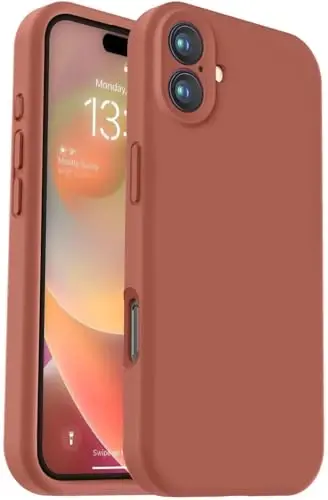 Vooii Compatible with iPhone 16 Plus Case, Liquid Silicone Upgrade [Camera Protection] [Soft Anti-Scratch Microfiber Lining] Shockproof Phone Case for iPhone 16 Plus 6.7 inch - Caramel - 1