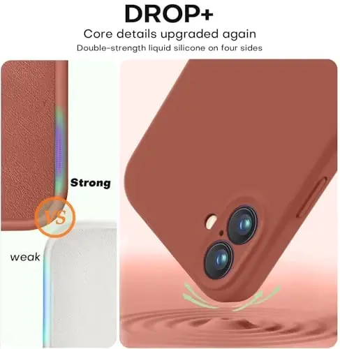 Vooii Compatible with iPhone 16 Plus Case, Liquid Silicone Upgrade [Camera Protection] [Soft Anti-Scratch Microfiber Lining] Shockproof Phone Case for iPhone 16 Plus 6.7 inch - Caramel - 4