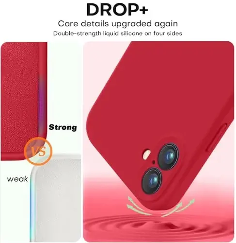 Vooii Compatible with iPhone 16 Plus Case, Liquid Silicone Upgrade [Camera Protection] [Soft Anti-Scratch Microfiber Lining] Shockproof Phone Case for iPhone 16 Plus 6.7 inch - Red - 4