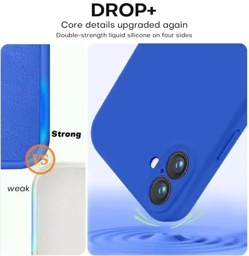 Vooii Compatible with iPhone 16 Plus Case, Liquid Silicone Upgrade [Camera Protection] [Soft Anti-Scratch Microfiber Lining] Shockproof Phone Case for iPhone 16 Plus 6.7 inch - Klein Blue - 4