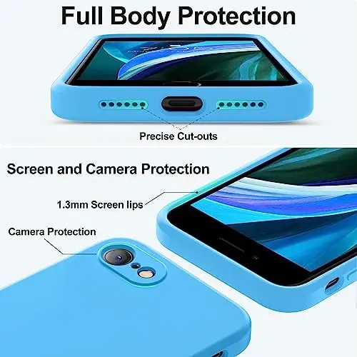 Vooii Compatible with iPhone 16 Plus Case, Liquid Silicone Upgrade [Camera Protection] [Soft Anti-Scratch Microfiber Lining] Shockproof Phone Case for iPhone 16 Plus 6.7 inch - Blue - 4