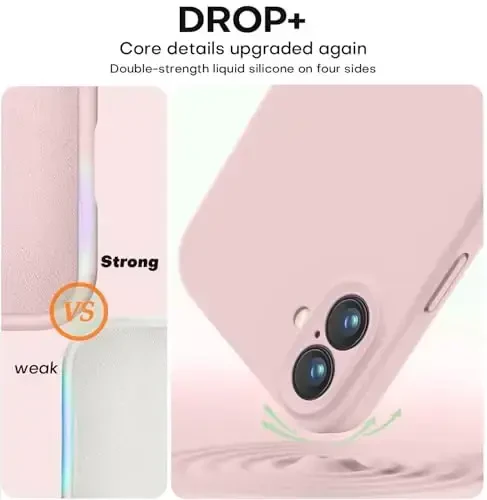 Vooii Compatible with iPhone 16 Plus Case, Liquid Silicone Upgrade [Camera Protection] [Soft Anti-Scratch Microfiber Lining] Shockproof Phone Case for iPhone 16 Plus 6.7 inch - Pink Sand - 4