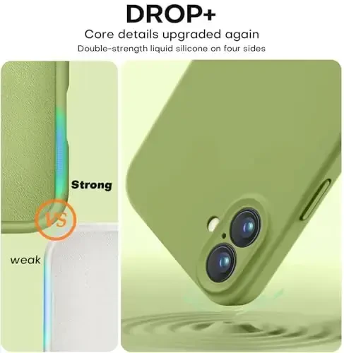 Vooii Compatible with iPhone 16 Plus Case, Liquid Silicone Upgrade [Camera Protection] [Soft Anti-Scratch Microfiber Lining] Shockproof Phone Case for iPhone 16 Plus 6.7 inch - Cedar Green - 4