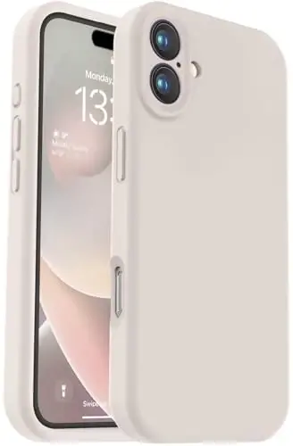 Vooii Compatible with iPhone 16 Plus Case, Liquid Silicone Upgrade [Camera Protection] [Soft Anti-Scratch Microfiber Lining] Shockproof Phone Case for iPhone 16 Plus 6.7 inch - Stone - 1
