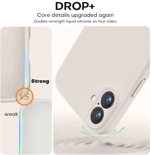Vooii Compatible with iPhone 16 Plus Case, Liquid Silicone Upgrade [Camera Protection] [Soft Anti-Scratch Microfiber Lining] Shockproof Phone Case for iPhone 16 Plus 6.7 inch - Stone - 4