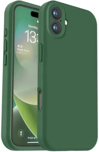 Vooii Compatible with iPhone 16 Plus Case, Liquid Silicone Upgrade [Camera Protection] [Soft Anti-Scratch Microfiber Lining] Shockproof Phone Case for iPhone 16 Plus 6.7 inch - Green - 1