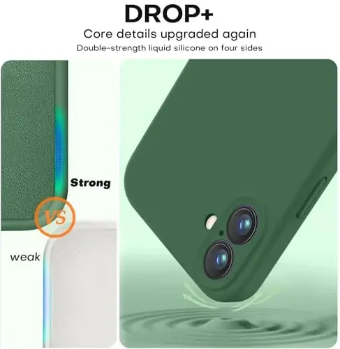 Vooii Compatible with iPhone 16 Plus Case, Liquid Silicone Upgrade [Camera Protection] [Soft Anti-Scratch Microfiber Lining] Shockproof Phone Case for iPhone 16 Plus 6.7 inch - Green - 4