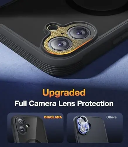 Diaclara Magnetic Designed for iPhone 16 Plus Cases,[Full Camera Protection] 360 Clear Bumper Compatible with MagSafe Built-in Screen Protector for 16 Plus,Magnetic Black - 5