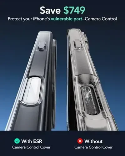 iPhone 16 Plus uchun ESR g‘ilofi, kamera boshqaruvi, MagSafe bilan mos, zarbga chidamli harbiy darajadagi himoya, iPhone 16 Plus uchun magnitli telefon g‘ilofi, klassik gibrid g‘ilof (HaloLock), tiniq - 4