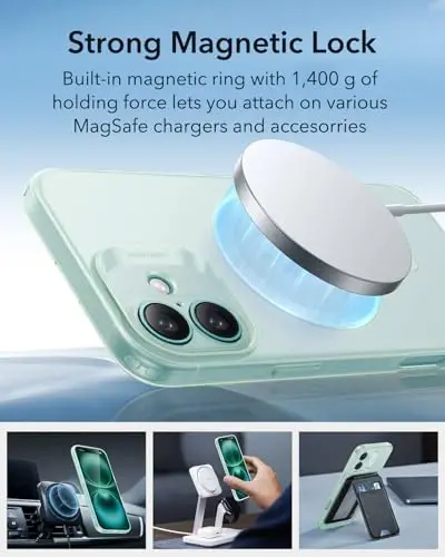 iPhone 16 Plus uchun ESR gʻilofi, MagSafe bilan mos, kamera himoyasi, zarbaga chidamli yupqa qopqoq, sargʻayish va chizilishga qarshi, iPhone 16 Plus uchun magnit telefon gʻilofi, Zero Series, muzli yashil - 5