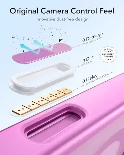 iPhone 16 Plus uchun ESR g‘ilofi, MagSafe bilan mos keladigan kamera boshqaruv tugmasi, harbiy darajadagi himoya g‘ilofi, o‘rnatilgan yashirin tayanchli telefon g‘ilofi, tirnalishga chidamli orqa qopqoq, klassik seriya, muzlatilgan pushti - 4