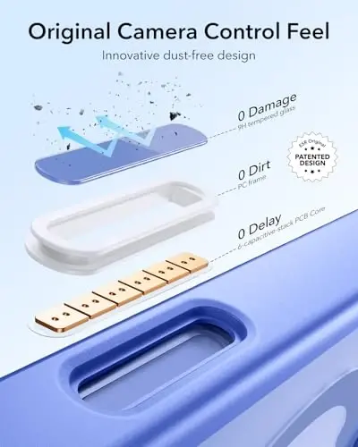 iPhone 16 Plus uchun ESR g‘ilofi, MagSafe bilan mos keluvchi kamera boshqaruv tugmasi, harbiy darajadagi himoya g‘ilofi, o‘rnatilgan yashirin tayanchli telefon g‘ilofi, tirnalishga chidamli orqa qopqoq, klassik seriya, tiniq ko‘k - 4