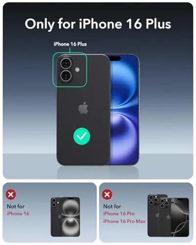 iPhone 16 Plus uchun ESR g'ilofi Stash Stand, Kamera boshqaruvi, 23FT harbiy darajadagi zarbani yutuvchi tushishdan himoya, MagSafe aksessuarlari bilan mos, Magnetic Cyber Series, och ko'k 