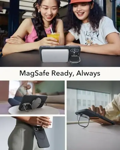 iPhone 16 Plus uchun ESR gʻilofi, stendli silikon gʻilof, harbiy darajadagi himoya, oʻrnatilgan kamera stendi, iPhone 16 Plus uchun magnitli telefon gʻilofi, Cloud Series, qora - 5