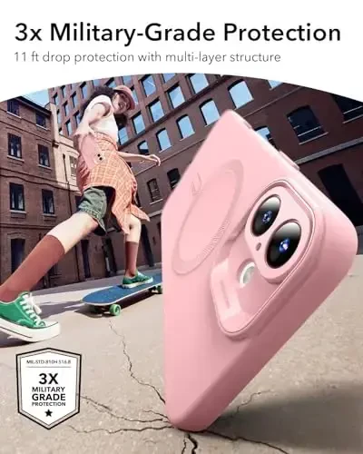 iPhone 16 Plus uchun MagSafe bilan ESR g'ilofi, magnit zaryadlashni qo'llab-quvvatlaydi, silliq va ingichka silikon g'ilof, zarbga chidamli, to'liq ekran va kamera himoyasi, yumshoq mikrofiber astar, pushti - 3