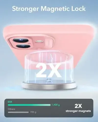 iPhone 16 Plus uchun MagSafe bilan ESR g'ilofi, magnit zaryadlashni qo'llab-quvvatlaydi, silliq va ingichka silikon g'ilof, zarbga chidamli, to'liq ekran va kamera himoyasi, yumshoq mikrofiber astar, pushti - 4