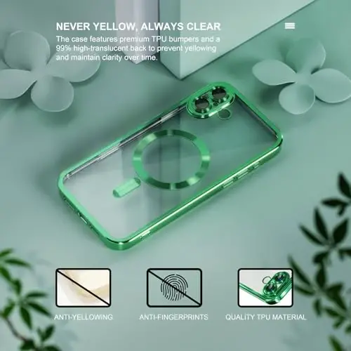 iPhone 16 Plus uchun Misea Magnetic g'ilofi MagSafe bilan mos keladi [Hech qachon sarg'aymaydi] [Harbiy darajadagi tushishdan himoya] To'liq kamera linzalari himoyachisi Ayollar uchun yumshoq shaffof telefon g'ilofi 6.7