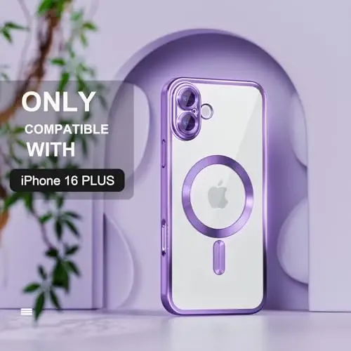 iPhone 16 Plus uchun Misea Magnetic g'ilofi MagSafe bilan mos keladi [Hech qachon sarg'aymaydi] [Harbiy darajadagi tushishdan himoya] To'liq kamera linzalari himoyasi Plitalangan yumshoq shaffof telefon g'ilofi ayollar uchun 6,7