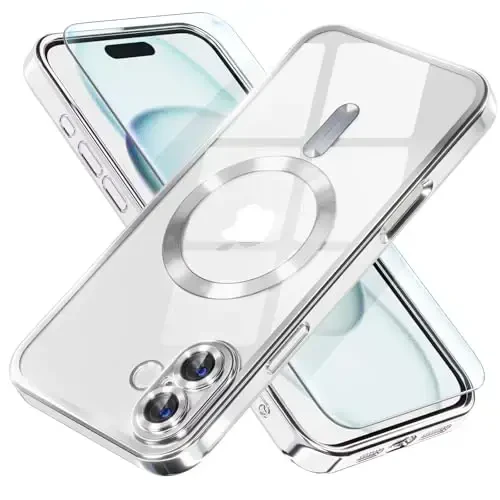 iPhone 16 Plus uchun Misea Magnetic MagSafe bilan mos keladi [Hech qachon sarg'aymaydi] [Harbiy darajadagi tushishdan himoya] To'liq kamera linzalari himoyasi Qoplama Yumshoq shaffof ayollar uchun telefon qutisi 6,7