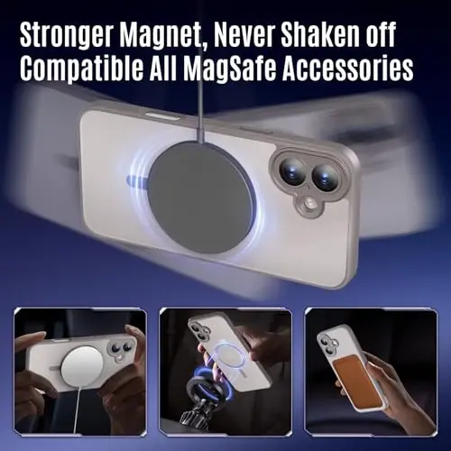 iPhone 16 Plus uchun Symcele dizayndagi g'ilof, MagSafe bilan mos, maxfiylik ekran himoyachilari X2, [Kamera himoyasi] [15FT dan tushishdan himoya] zarbga chidamli telefon g'ilofi, 6,7