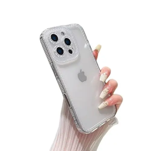 ZTOFERA Designed for iPhone 16 Pro 6.3 inch,Sparkly Cute Clear Case for Women Girls,Glitter Bling Flexible Soft TPU Silicone Bumper Protective Cover for iPhone 16 Pro,Clear - 1