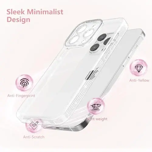 ZTOFERA Designed for iPhone 16 Pro 6.3 inch,Sparkly Cute Clear Case for Women Girls,Glitter Bling Flexible Soft TPU Silicone Bumper Protective Cover for iPhone 16 Pro,Clear - 3