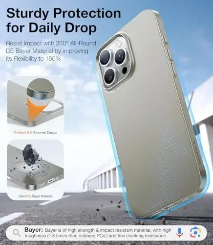 TORRAS Magnetic Slim Fit Case for iPhone 16 Pro, 6.3 inch, Ultra-Thin Compatible with MagSafe, Lightweight Matte Anti-Scratch Hard PC Cover Phone Case, Natural Titanium - 5