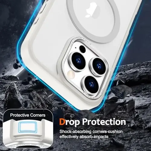 Anuck Case for iPhone 16 Pro Case Magnetic Phone Case Compatible with MagSafe, Soft TPU Bumper Hard Translucent Matte Back Slim Fit Shockproof Protective Cover for Men Women Girls - Cream White - 4