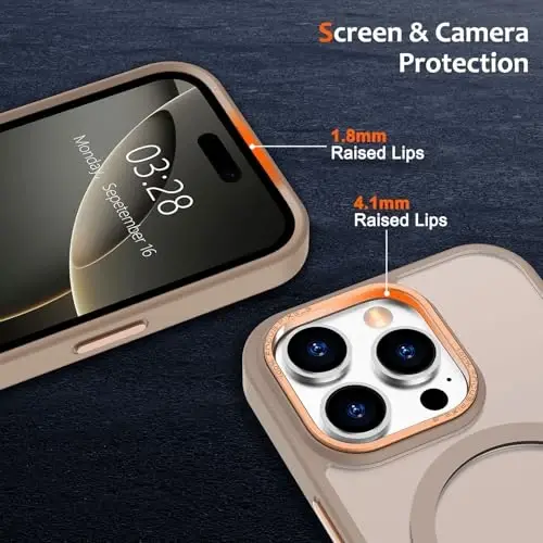 Anuck Case for iPhone 16 Pro Case Magnetic Phone Case Compatible with MagSafe, Soft TPU Bumper Hard Translucent Matte Back Slim Fit Shockproof Protective Cover for Men Women Girls - Brown - 3