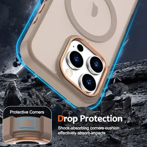 Anuck Case for iPhone 16 Pro Case Magnetic Phone Case Compatible with MagSafe, Soft TPU Bumper Hard Translucent Matte Back Slim Fit Shockproof Protective Cover for Men Women Girls - Brown - 4