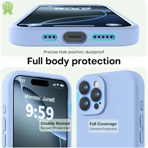 iPhone 16 Pro için AŞK 3000 Kılıfı, Birinci Sınıf Silikonlu [Yumuşak Çizilmez Mikrofiber Astar] Darbeye Dayanıklı Koruyucu Telefon Kılıfı Erkek Kadın Kız Çocuk 6,3