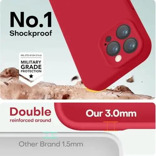 LOVE 3000 Designed for iPhone 16 Pro Case, Premium Silicone with [Soft Anti-Scratch Microfiber Lining] Shockproof Protective Phone Case for Men Women Girls 6.3