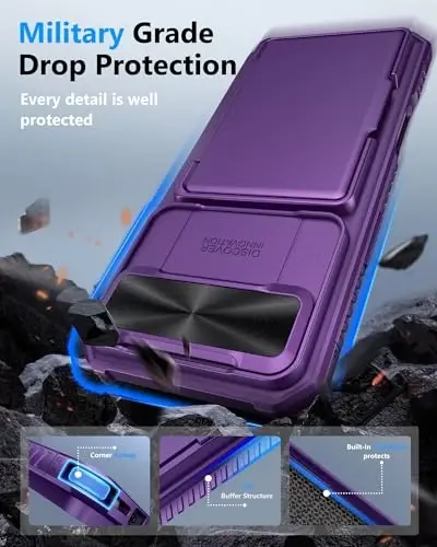 ATATOO for iPhone 16 Pro Case Wallet with Card Holder (Store 3-5 Cards) & Slide Lens Cover, Military Grade Protection, Rugged Shockproof Wallet Phone Case for iPhone 16 Pro 6.3