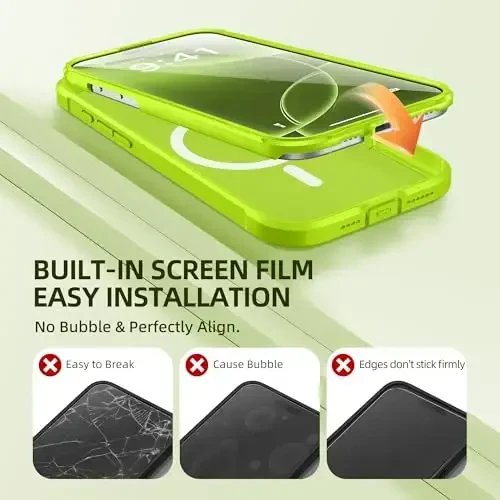 BERFY for iPhone 16 Pro Case, Compatible with MagSafe, Built-in 9H Tempered Glass Screen Protector and Camera Protection, Full Body Shockproof Matte Phone case for 16 Pro 6.3