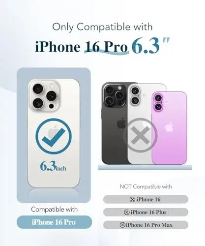 BERFY for iPhone 16 Pro Case, Compatible with MagSafe, Built-in 9H Tempered Screen Protector and Camera Protection, Full Body Shockproof Plating Phone Case for 16 Pro 6.3