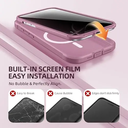 BERFY for iPhone 16 Pro Case, Compatible with MagSafe, Built-in Privacy Screen Protector and Camera Protection, Anti-Spy Full Body Shockproof Matte Phone Case for 16 Pro 6.3