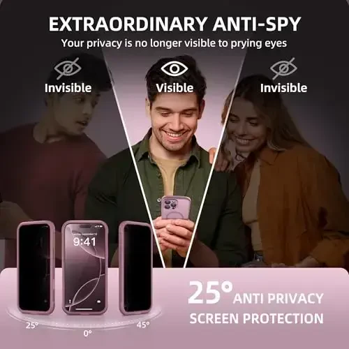 BERFY for iPhone 16 Pro Case, Compatible with MagSafe, Built-in Privacy Screen Protector and Camera Protection, Anti-Spy Full Body Shockproof Matte Phone Case for 16 Pro 6.3