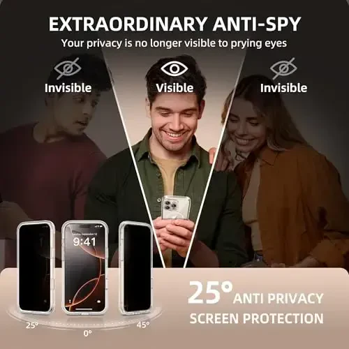 BERFY for iPhone 16 Pro Case, Compatible with MagSafe, Built-in Privacy Screen Protector and Camera Protection, Anti-Spy Full Body Shockproof Clear Phone Case for 16 Pro 6.3