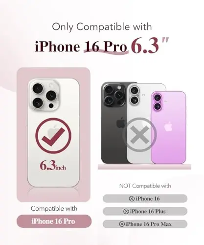 BERFY for iPhone 16 Pro Case, Compatible with MagSafe, Built-in 9H Tempered Screen Protector and Camera Protection, Full Body Shockproof Plating Phone Case for 16 Pro 6.3