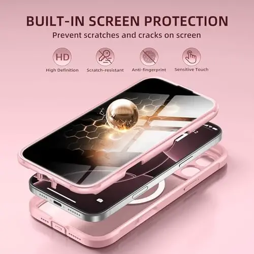 BERFY for iPhone 16 Pro Case, Compatible with MagSafe, Built-in Privacy Screen Protector and Camera Protection, Anti-Spy Full Body Shockproof Clear Phone Case for 16 Pro 6.3