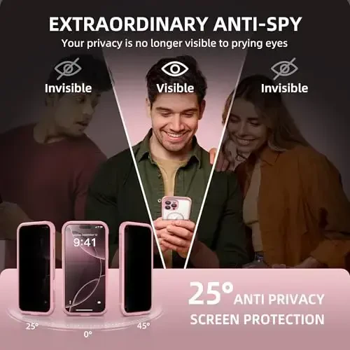 BERFY for iPhone 16 Pro Case, Compatible with MagSafe, Built-in Privacy Screen Protector and Camera Protection, Anti-Spy Full Body Shockproof Clear Phone Case for 16 Pro 6.3