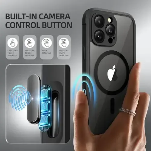 BERFY Magnetic for iPhone 16 Pro Case, Compatible with MagSafe, Built-in Privacy Screen Protector and Upgraded Camera Protection, Anti-Spy Full Body Shockproof Phone Case for 16 Pro 6.3