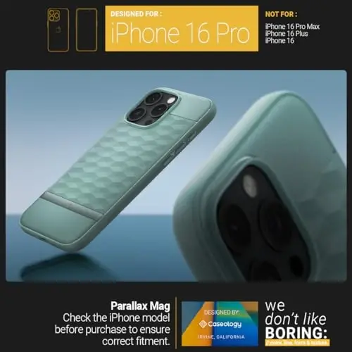 Caseology Parallax Mag for iPhone 16 Pro Case [Enhanced Ergonomic Design Case Compatible with Magsafe] Military Grade Drop Tested (2024) - Sage Green - 2