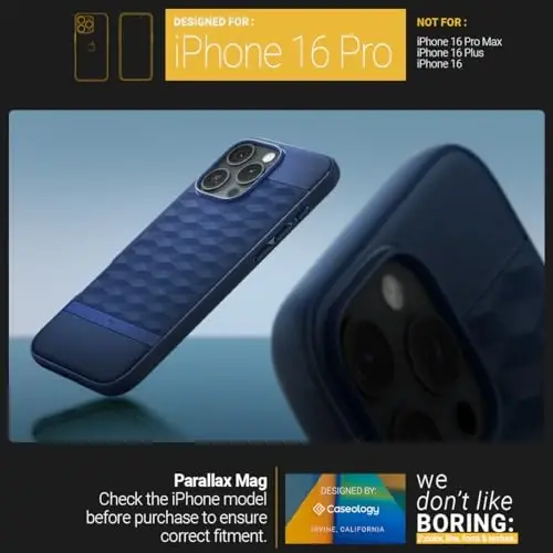Caseology Parallax Mag for iPhone 16 Pro Case [Enhanced Ergonomic Design Case Compatible with Magsafe] Military Grade Drop Tested (2024) - Midnight Blue - 2
